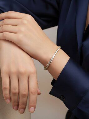 "Tennis" Bracelet, 18K Gold Plated Steel
